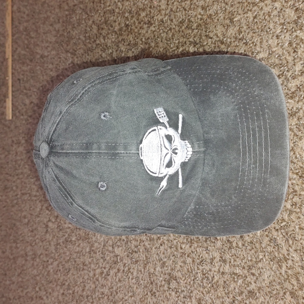 Kurvball Whiskey Barbecue Black Adjustable Cap Hat With Embroidered Skull New